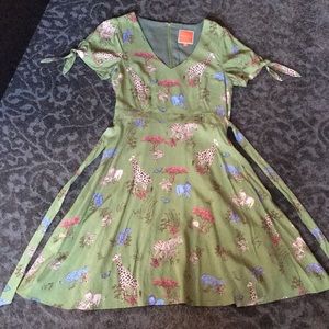 ModCloth Green Safari Print Dress